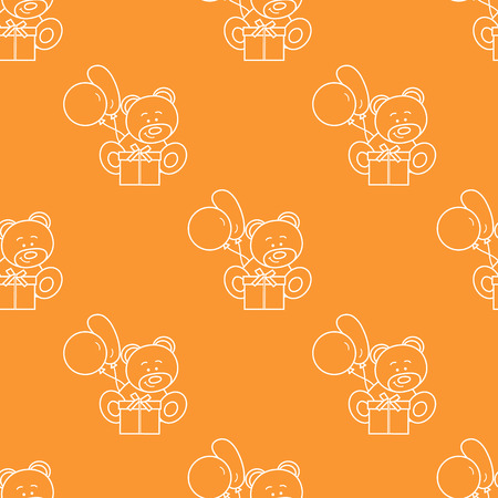 Seamless pattern with children's toys. Bear, gift, balloons.のイラスト素材