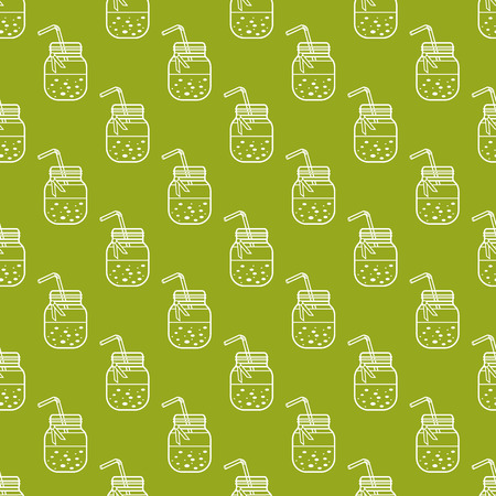 Seamless pattern with smoothie in jars and tubes. Healthy eating habits. Easy cooking process.のイラスト素材