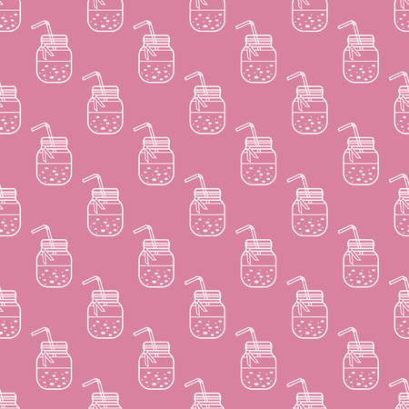 Seamless pattern with smoothie in jars and tubes. Healthy eating habits. Easy cooking process.のイラスト素材