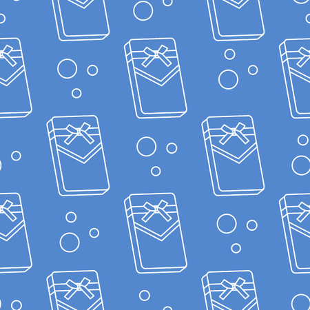 Seamless pattern with gifts boxes, bandaged with ribbons and bow.のイラスト素材