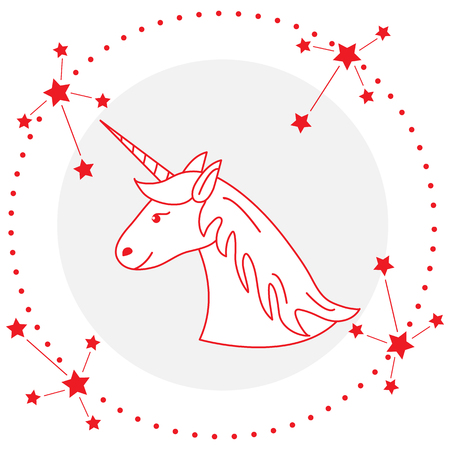 Magic unicorn and constellations. Design for children graphic, t-shirt, cover, gift card, poster.のイラスト素材