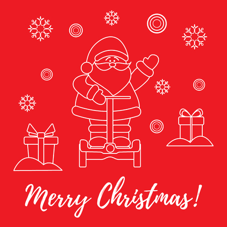 Santa Claus, gifts, snowdrifts, snowflakes. New Year and Christmas symbols.のイラスト素材