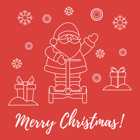 Santa Claus, gifts, snowdrifts, snowflakes. New Year and Christmas symbols.のイラスト素材