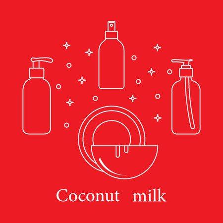 Coconut milk for cosmetics and care products. Glamour fashion vogue style.のイラスト素材