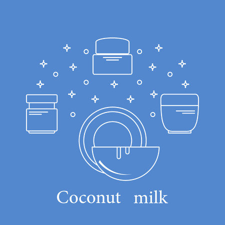 Coconut milk for cosmetics and care products. Glamour fashion vogue style.のイラスト素材