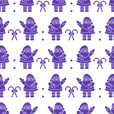 Happy New Year 2019 and Christmas seamless pattern. Vector illustration with Santa Claus, candy canes. Design for wrapping, fabric, print.のイラスト素材