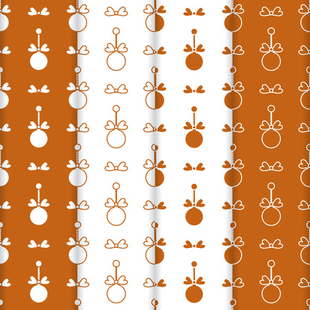 Set of 4 Happy New Year 2019 and Christmas seamless pattern. Winter illustration with Christmas balls. Design for banner, poster or print.のイラスト素材