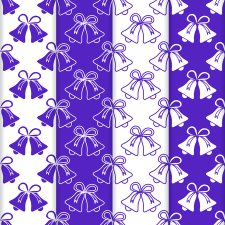Set of 4 vector seamless pattern with bells. Christmas and New Year 2019 background. Design for packaging paper, fabric and other print.のイラスト素材