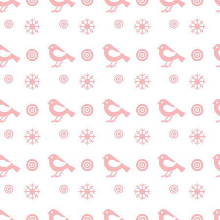 Vector seamless pattern with snowflakes and birds. Christmas and New Year 2019 background. Design for wrapping, fabric, print.のイラスト素材