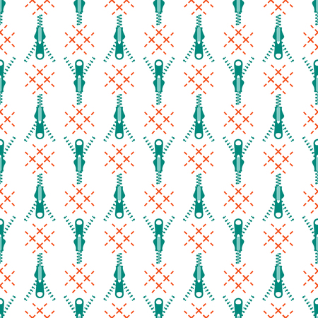 Seamless pattern with zipper. Sewing and needlework background. Template for design, fabric, print.のイラスト素材