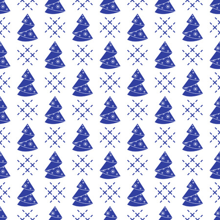 Happy New Year 2019 and Christmas vector illustration. Seamless pattern with Christmas tree. Origami folded.のイラスト素材