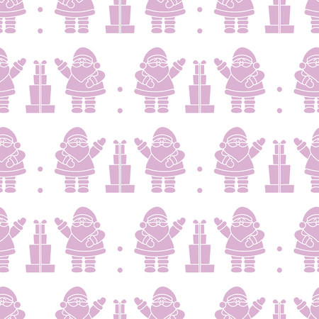 Happy New Year 2019 and Christmas seamless pattern. Vector illustration with Santa Claus, gifts . Design for wrapping, fabric, print.のイラスト素材