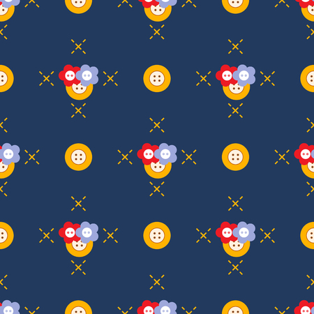 Seamless pattern with buttons. Sewing and needlework background. Template for design, fabric, print.のイラスト素材