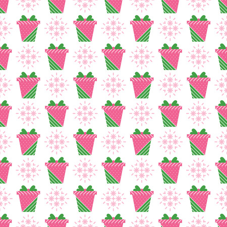 Seamless pattern with gift boxes. Presents. Happy New Year 2019, Christmas, Birthday, mothers day vector background. Sale, shopping concept.のイラスト素材