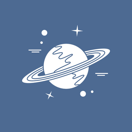 Vector illustration of the planet Saturn with ring system. Design for astronomy apps, websites, print.のイラスト素材