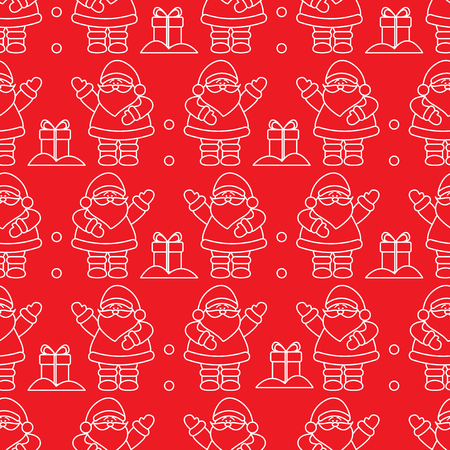 Happy New Year 2019 and Christmas seamless pattern. Vector illustration with Santa Claus, gifts . Design for wrapping, fabric, print.のイラスト素材