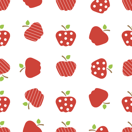 Seamless pattern with apples. Vector illustration with apple and leaf. Fruit background. Design for poster, textile, greeting card.のイラスト素材