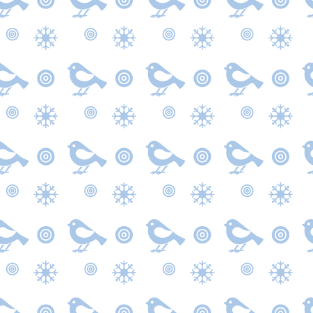 Vector seamless pattern with snowflakes and birds. Christmas and New Year 2019 background. Design for wrapping, fabric, print.のイラスト素材