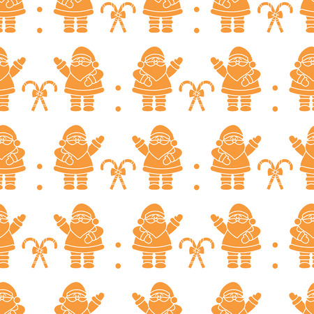 Happy New Year 2019 and Christmas seamless pattern. Vector illustration with Santa Claus, candy canes. Design for wrapping, fabric, print.のイラスト素材