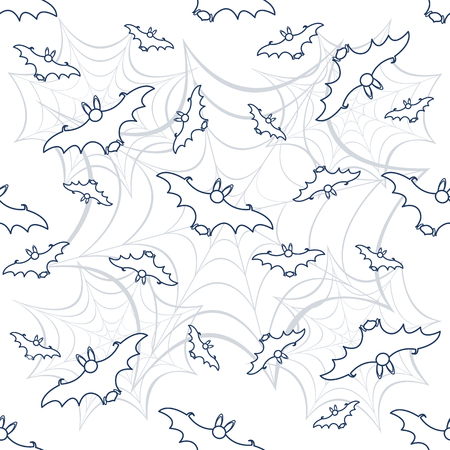 Halloween 2019 vector seamless pattern with web and bat. Design for party card, wrapping, fabric, print.のイラスト素材