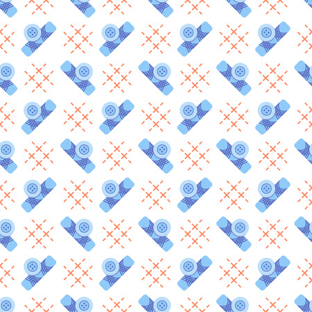 Seamless pattern with buttons. Sewing and needlework background. Template for design, fabric, print.のイラスト素材