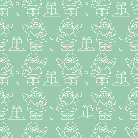 Happy New Year 2019 and Christmas seamless pattern. Vector illustration with Santa Claus, gifts . Design for wrapping, fabric, print.のイラスト素材