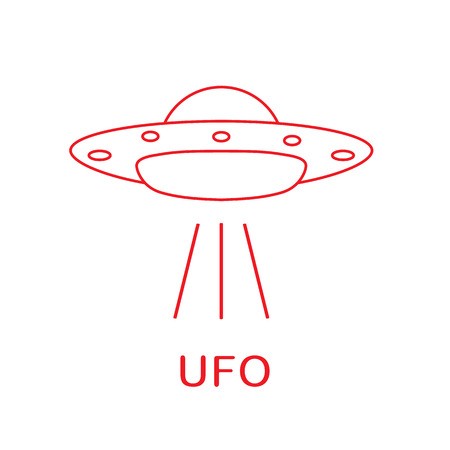 UFO vector illustration. Alien space ship. Futuristic unknown flying object. World UFO day.のイラスト素材