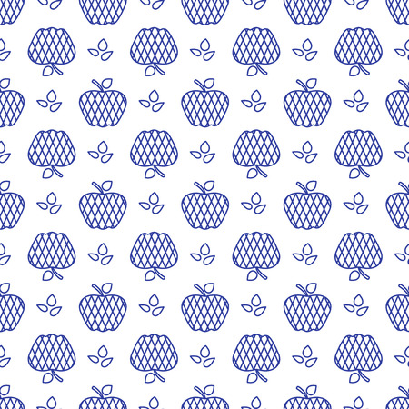 Seamless pattern with apples. Vector illustration with apple and leaf. Fruit background. Design for poster, textile, greeting card.のイラスト素材