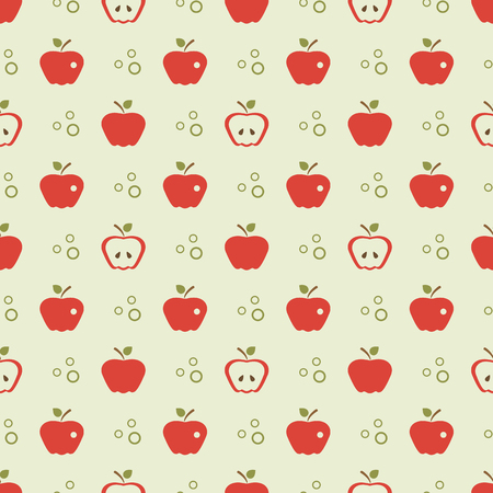 Seamless pattern with apples. Vector illustration with apple and leaf. Fruit background. Design for poster, textile, greeting card.のイラスト素材