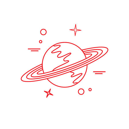 Vector illustration of the planet Saturn with ring system. Design for astronomy apps, websites, print.のイラスト素材