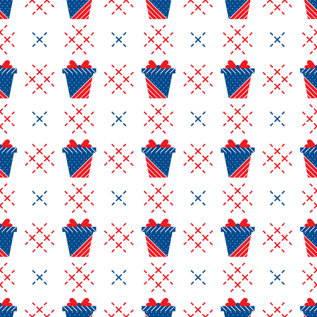 Seamless pattern with gift boxes. Presents. Happy New Year 2019, Christmas, Birthday, mothers day vector background. Sale, shopping concept.のイラスト素材