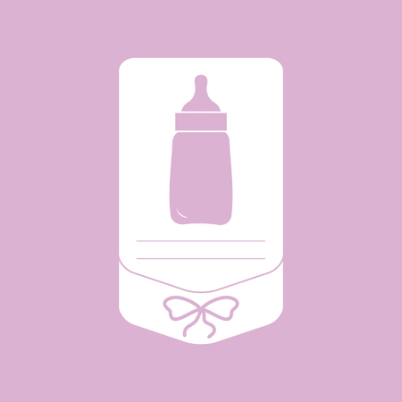 Vector illustration with baby bottle. Feeding bottle. Things necessary for newborns. Nutrition for babies.のイラスト素材