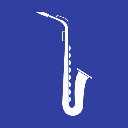 Vector illustration with saxophone. Classical music wind instrument.のイラスト素材