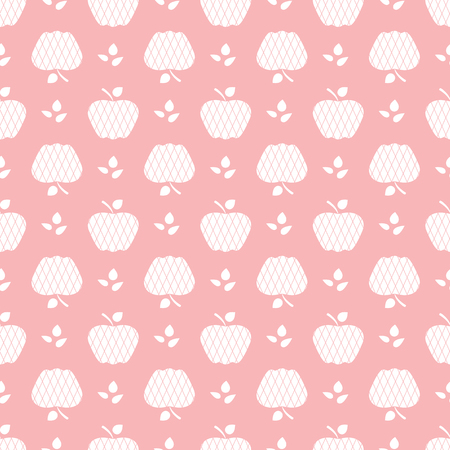 Seamless pattern with apples. Vector illustration with apple and leaf. Fruit background. Design for poster, textile, greeting card.のイラスト素材