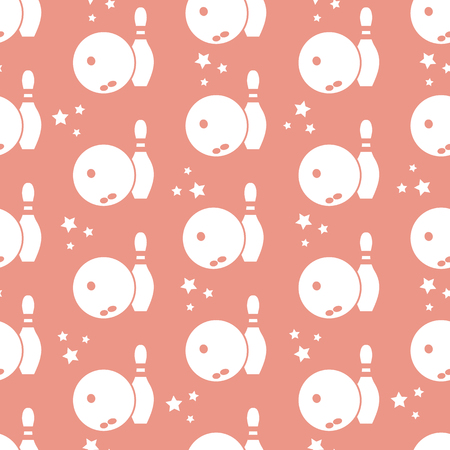 Seamless pattern with bowling pins and bowls. Sports theme. Games, hobbies, entertainment. Design for banner, poster or print.のイラスト素材