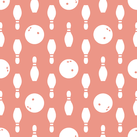 Seamless pattern with bowling pins and bowls. Sports theme. Games, hobbies, entertainment. Design for banner, poster or print.のイラスト素材