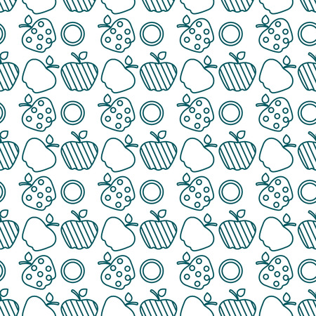 Seamless pattern with apples. Vector illustration with apple and leaf. Fruit background. Design for poster, textile, greeting card.のイラスト素材