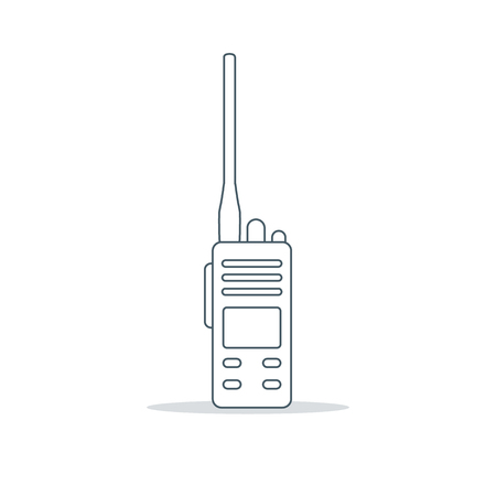 Vector illustration with walkie talkie. Portable radio, communications and security. Mobile transceiver.のイラスト素材