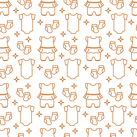 Seamless pattern with baby clothes. Vector illustration with slip, socks, bodysuit. Newborn baby background.のイラスト素材