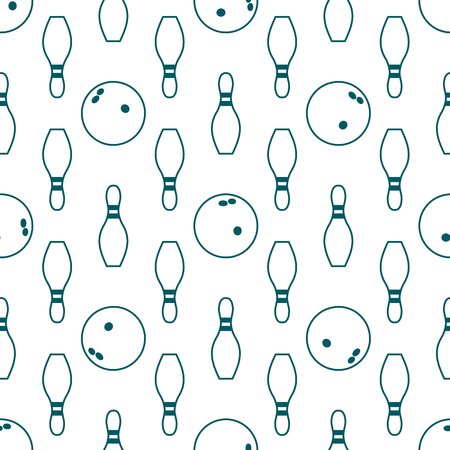 Seamless pattern with bowling pins and bowls. Sports theme. Games, hobbies, entertainment. Design for banner, poster or print.のイラスト素材
