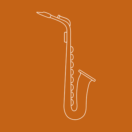 Vector illustration with saxophone. Classical music wind instrument.のイラスト素材