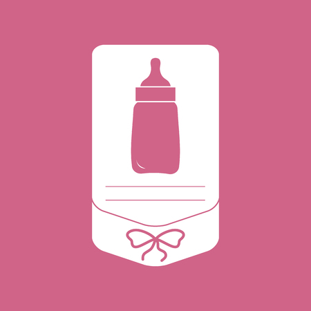 Vector illustration with baby bottle. Feeding bottle. Things necessary for newborns. Nutrition for babies.のイラスト素材