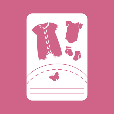 Vector illustration with baby clothes. Slip, socks, bodysuit. Things necessary for newborns.のイラスト素材