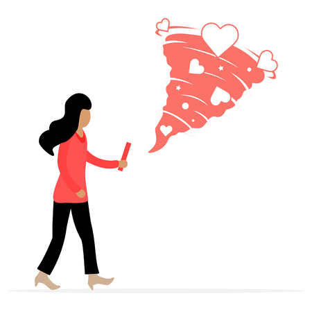Woman, hearts. Birthday, Valentine's day, Mother's Day, Father's day vector background. Design for greeting card, banner, poster or print.のイラスト素材