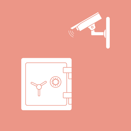 Vector illustration with security camera and safe. Ensuring the safety of savings.のイラスト素材