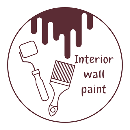 Vector illustration with tools for painting works. Building, construction and home repair tools. Painting and repair of premises.のイラスト素材