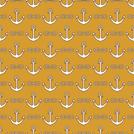 Seamless pattern with anchors and chains. Sea background. Design for banner, poster, textile, print.のイラスト素材