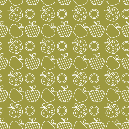 Seamless pattern with apples. Vector illustration with apple and leaf. Fruit background. Design for poster, textile, greeting card.のイラスト素材