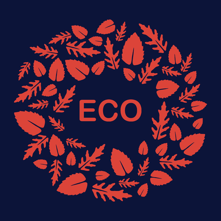 Vector illustration with arugula and basil leaves. Eco design. Vegan, natural, bio. Organic background. Design for banner, poster, textile, print.のイラスト素材