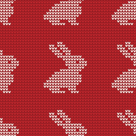 Vector seamless pattern with Easter bunny. Knitted background. Happy Easter. Festive backdrop. Design for banner, poster or print.のイラスト素材